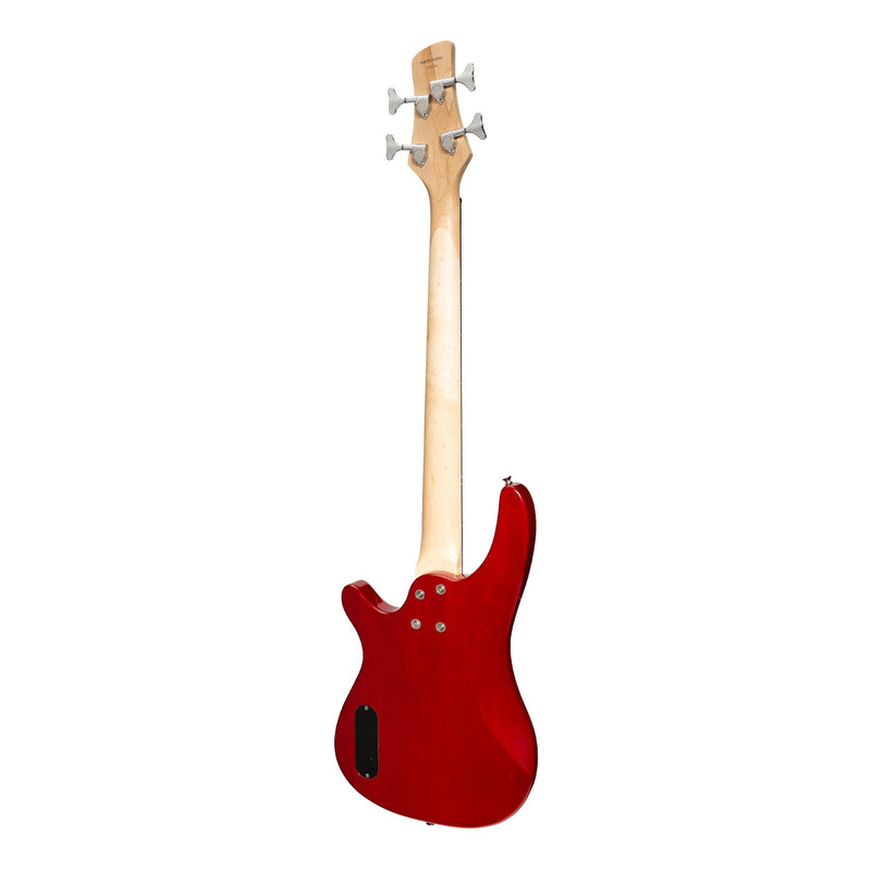 -Casino '24 Series' Short Scale Tune-Style Electric Bass Guitar and 15 Watt Amplifier Pack (Transparent Wine Red)-Living Music