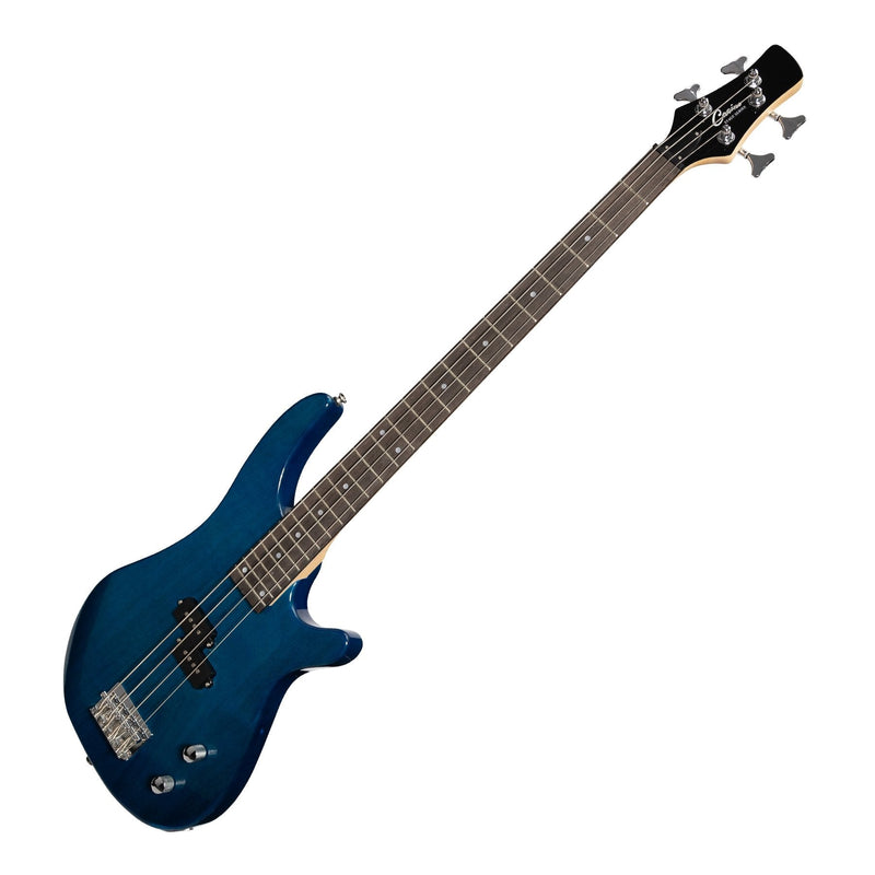 CP-TB1-TBL-Casino '24 Series' Tune-Style Electric Bass Guitar and 15 Watt Amplifier Pack (Transparent Blue)-Living Music