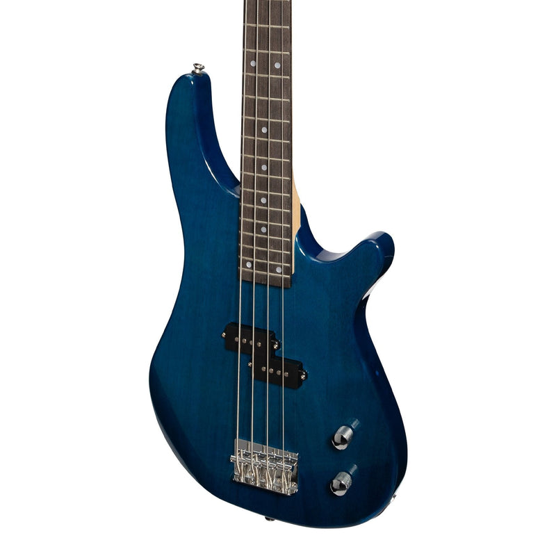 -Casino '24 Series' Tune-Style Electric Bass Guitar and 15 Watt Amplifier Pack (Transparent Blue)-Living Music