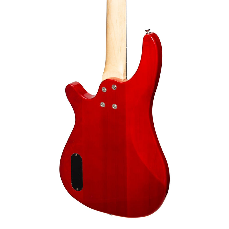 -Casino '24 Series' Tune-Style Electric Bass Guitar and 15 Watt Amplifier Pack (Transparent Wine Red)-Living Music