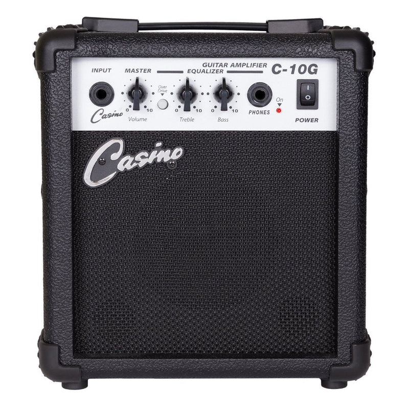 -Casino ST-Style Left Handed Short-Scale Electric Guitar and 10 Watt Amplifier Pack (Transparent Wine Red)-Living Music