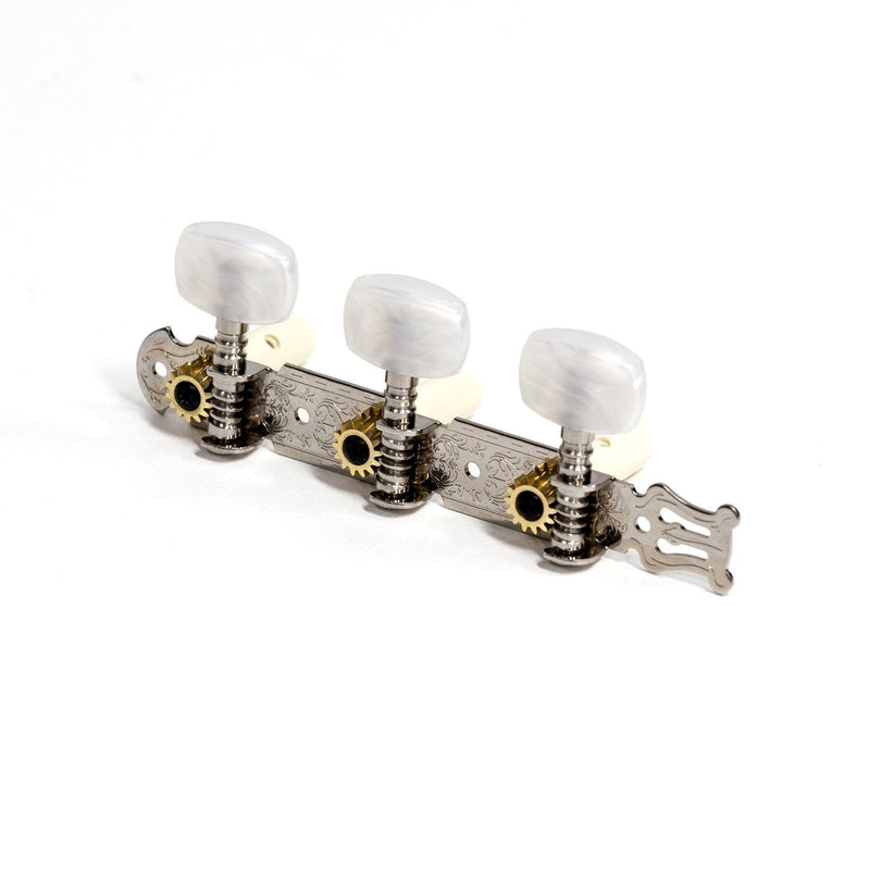 -Crossfire Classical Guitar Machine Head Set (Nickel with Buttons)-Living Music