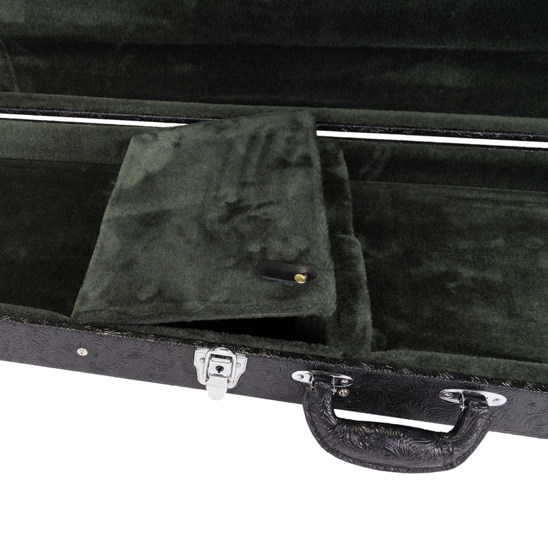 XFC-DPB-PASBLK-Crossfire Deluxe Rectangular P and J-Style Bass Guitar Hard Case (Paisley Black)-Living Music