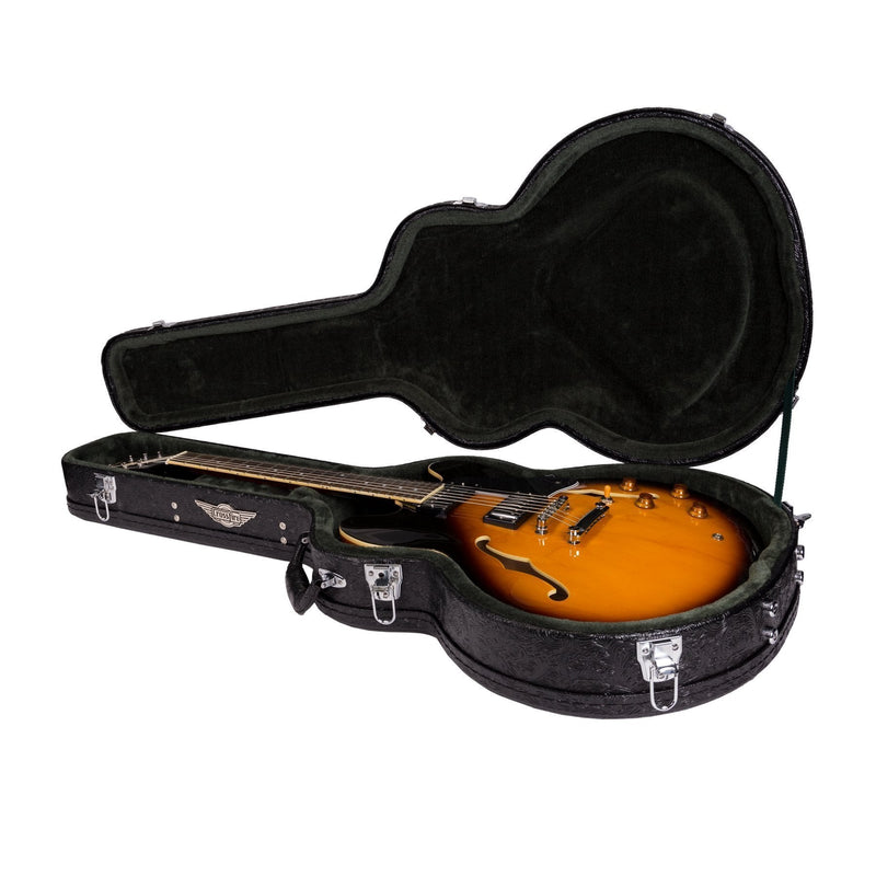 XFC-DSAG-PASBLK-Crossfire Deluxe Shaped 335-Style Electric Guitar Hard Case (Paisley Black)-Living Music