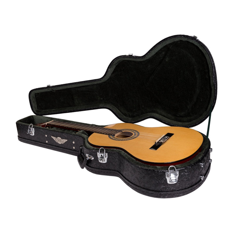 XFC-DC-PASBLK-Crossfire Deluxe Shaped Classical Guitar Hard Case (Paisley Black)-Living Music