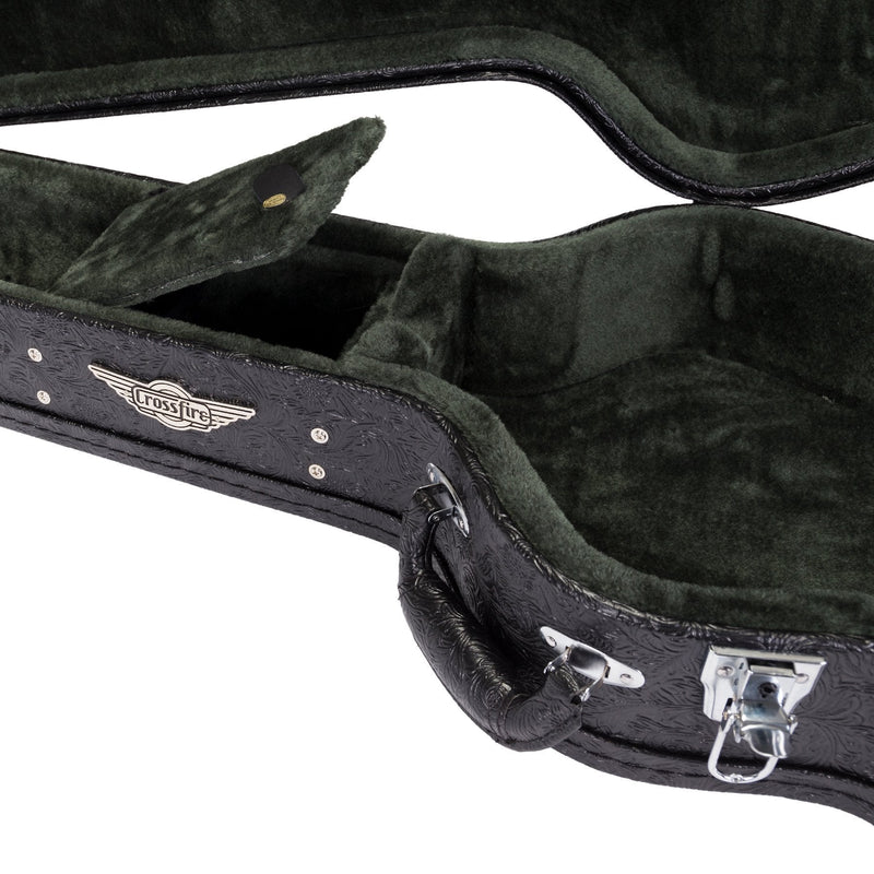 -Crossfire Deluxe Shaped Classical Guitar Hard Case (Paisley Black)-Living Music