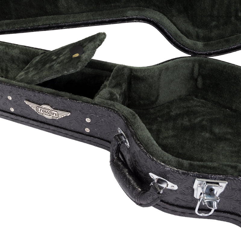 XFC-DC-PASBLK-Crossfire Deluxe Shaped Classical Guitar Hard Case (Paisley Black)-Living Music