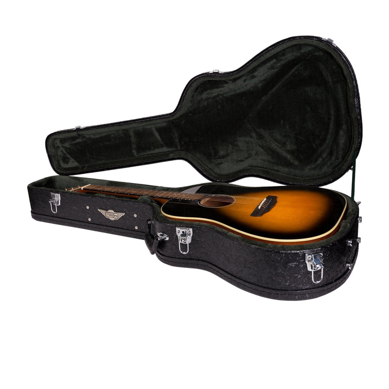 XFC-DA-PASBLK-Crossfire Deluxe Shaped Dreadnought Acoustic Guitar Hard Case (Paisley Black)-Living Music