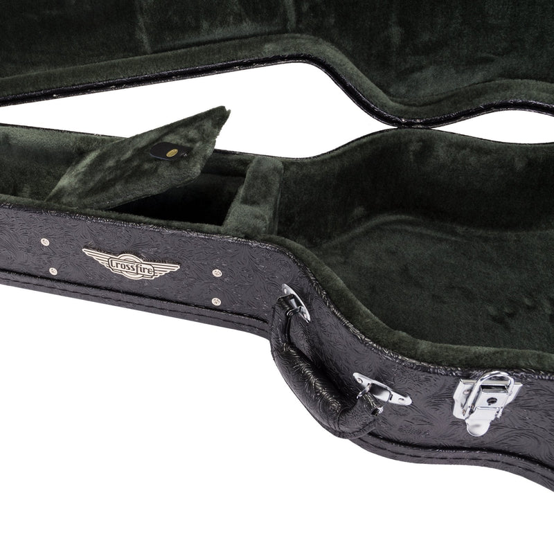 -Crossfire Deluxe Shaped Dreadnought Acoustic Guitar Hard Case (Paisley Black)-Living Music