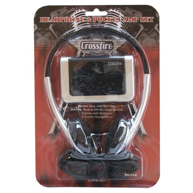 CHPA-301-BLK-Crossfire Electric Guitar Pocket Amplifier & Headphone Set (Black)-Living Music