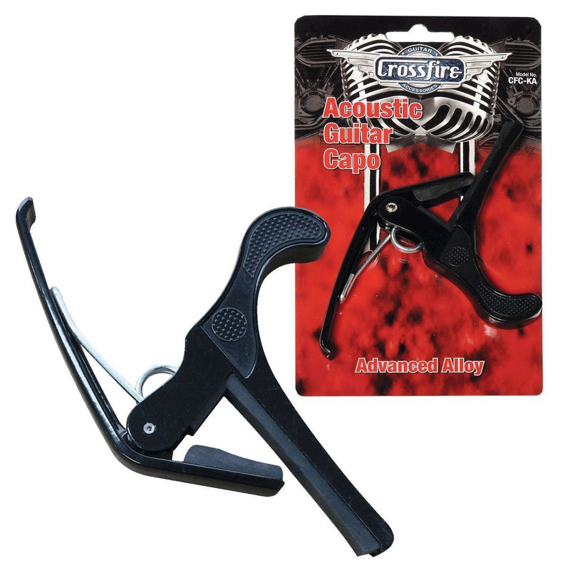 -Crossfire K-Trigger Style Acoustic Guitar Capo (Black)-Living Music