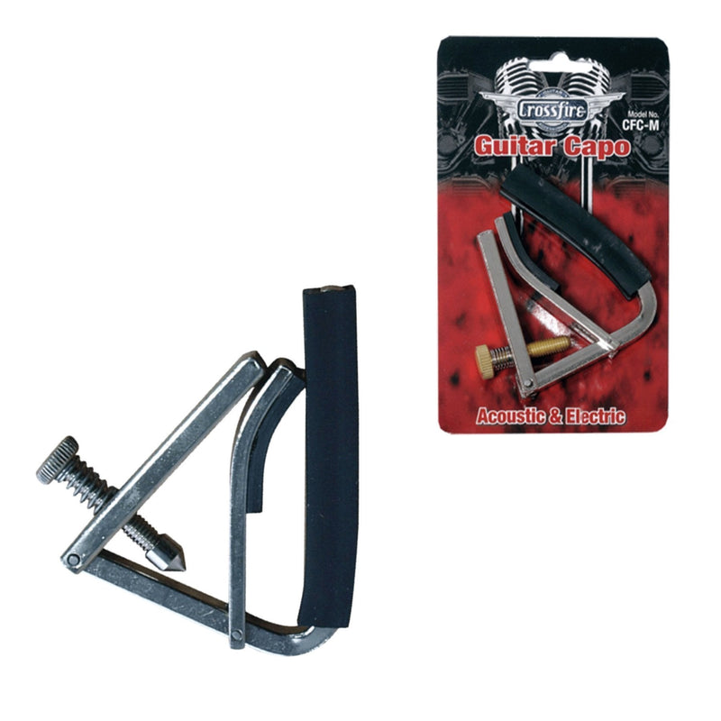 -Crossfire Multi-Function Acoustic and Electric Guitar Capo (Chrome)-Living Music