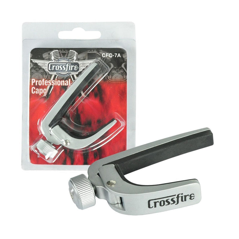 -Crossfire Professional Acoustic Guitar Capo (Nickel)-Living Music