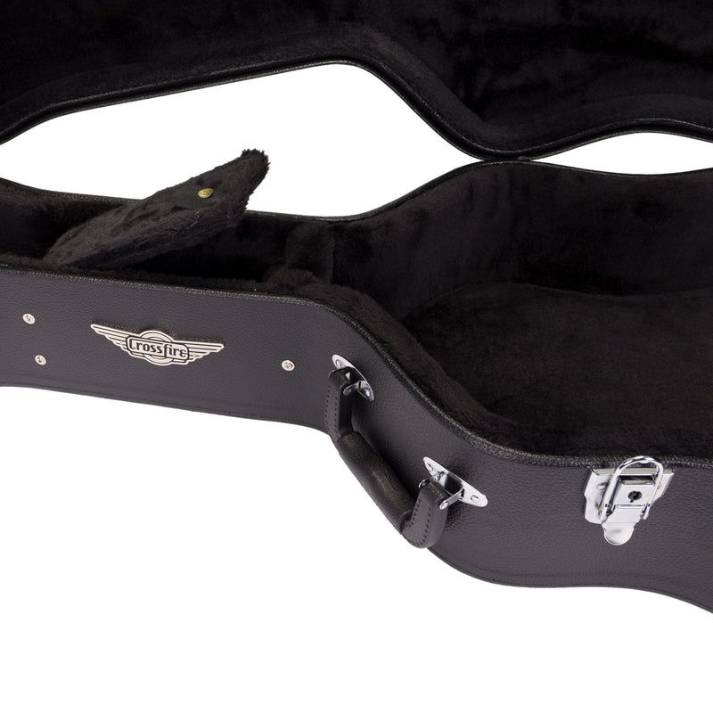 -Crossfire Standard Shaped 12-String Acoustic Guitar Hard Case (Black)-Living Music