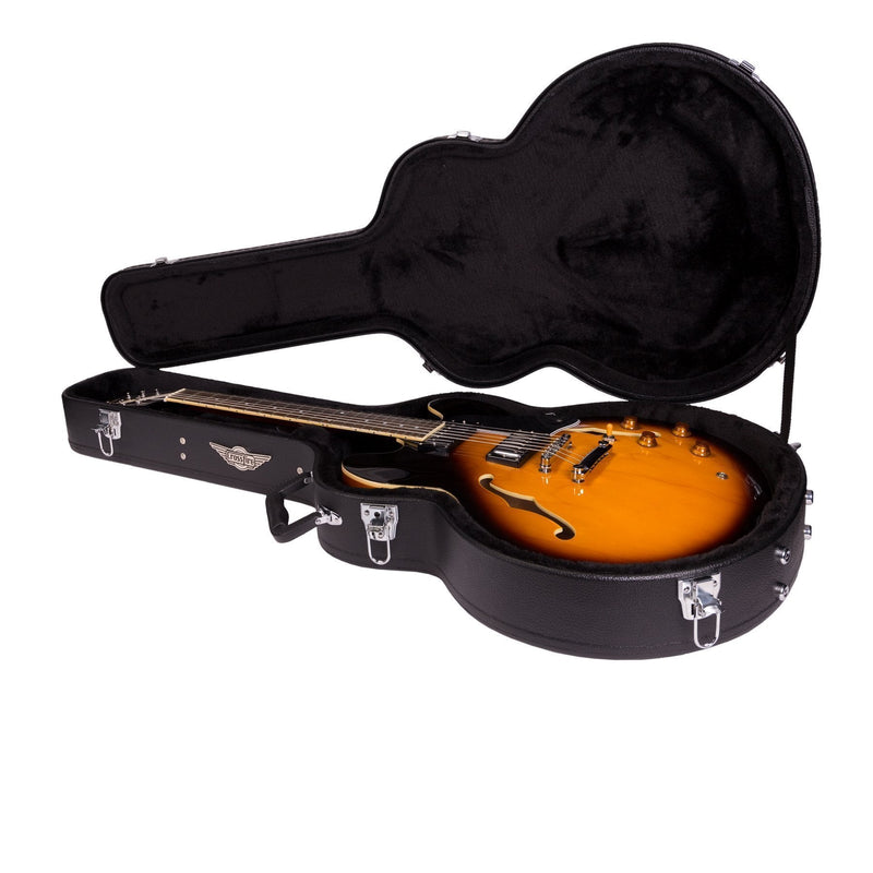 -Crossfire Standard Shaped 335-Style Electric Guitar Hard Case (Black)-Living Music