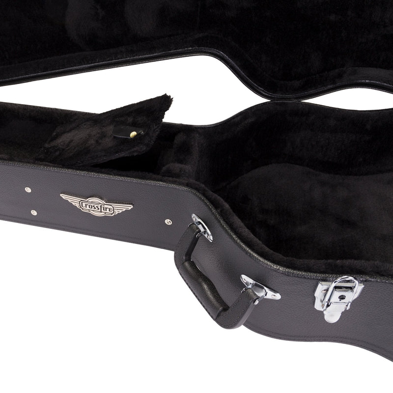 XFC-A-BLK-Crossfire Standard Shaped Dreadnought Acoustic Guitar Hard Case (Black)-Living Music