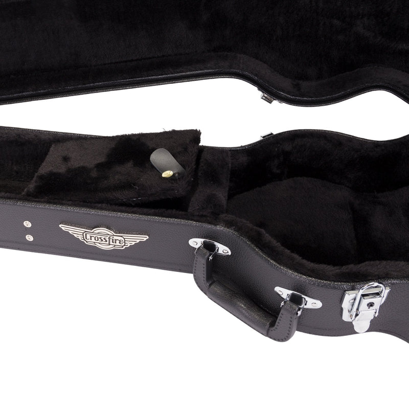 -Crossfire Standard Shaped LP-Style Electric Guitar Hard Case (Black)-Living Music
