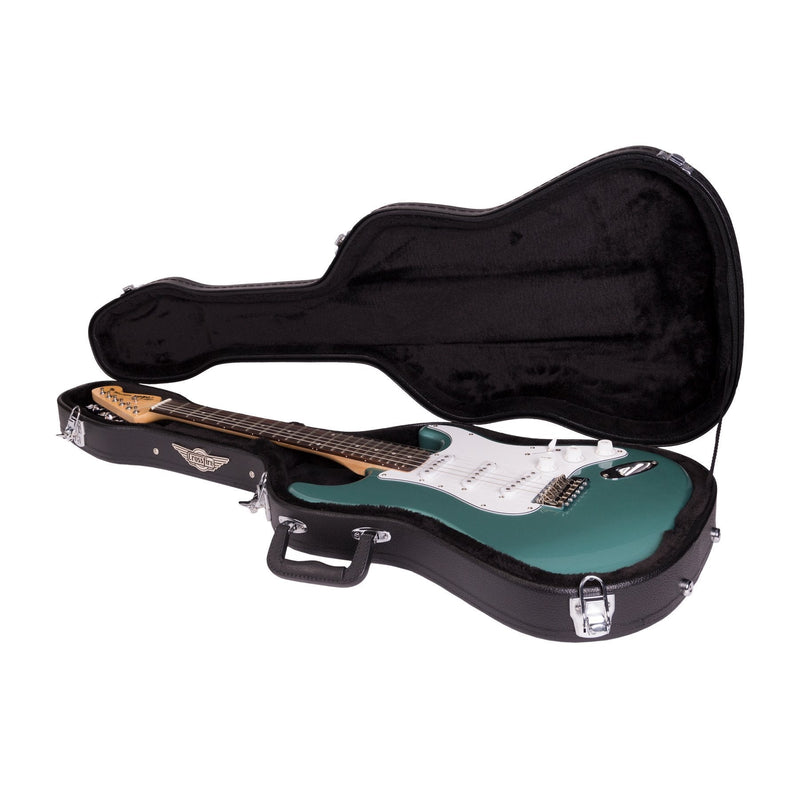 -Crossfire Standard Shaped ST-Style Electric Guitar Hard Case (Black)-Living Music