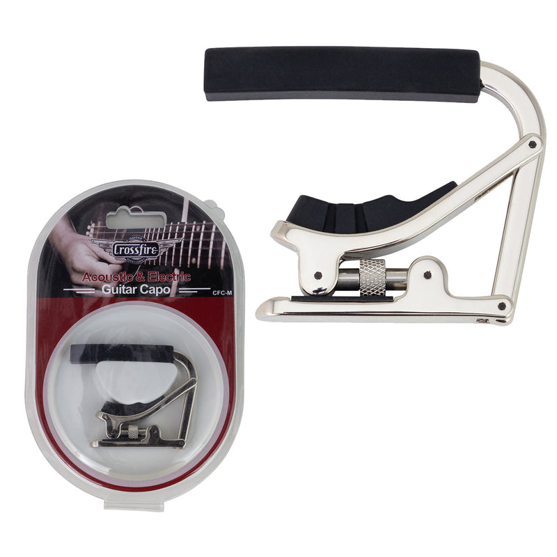 -Crossfire Multi-Function Acoustic and Electric Guitar Capo (Chrome)-Living Music
