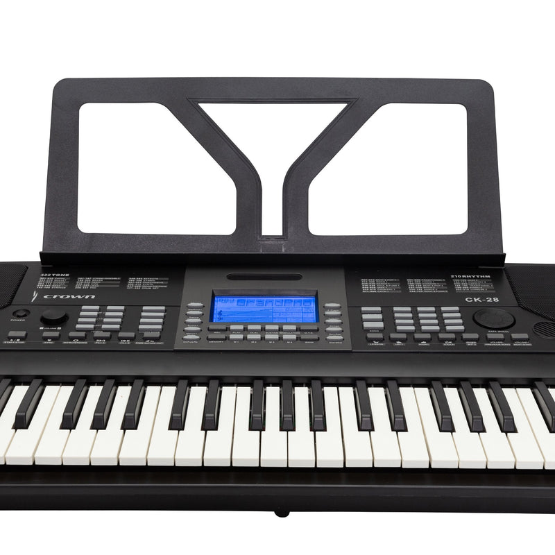 CK-28-BLK-Crown CK-28 Touch Sensitive Multi-Function 61-Key Electronic Portable Keyboard with USB (Black)-Living Music