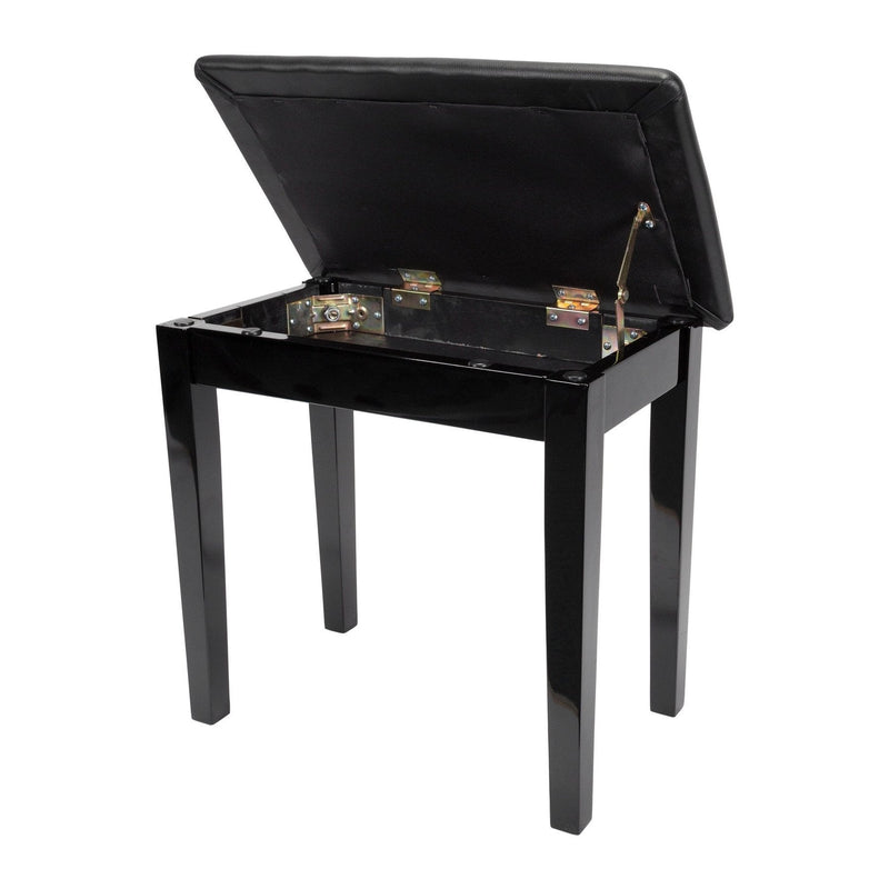-Crown Compact Piano Stool with Storage Compartment (Black)-Living Music