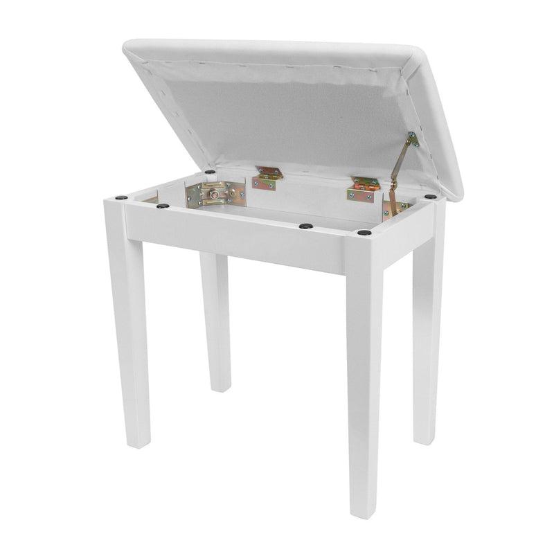 -Crown Compact Piano Stool with Storage Compartment (White)-Living Music