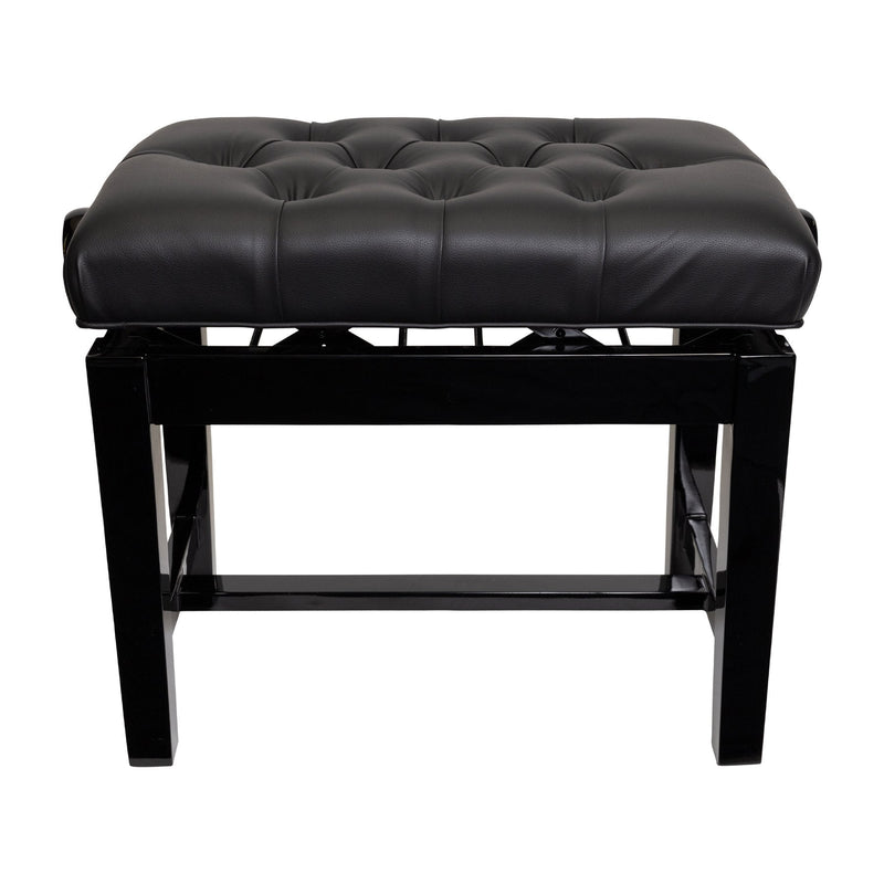 -Crown Deluxe Frame Tufted Height Adjustable Piano Stool (Black)-Living Music