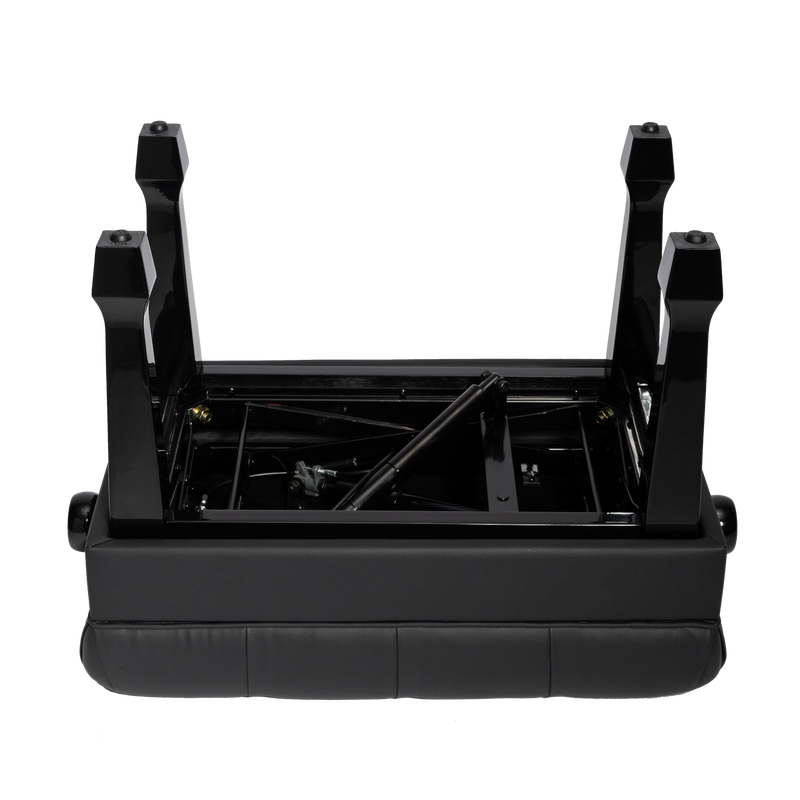 -Crown Deluxe Skirted & Tufted Hydraulic Height Adjustable Piano Bench (Black)-Living Music