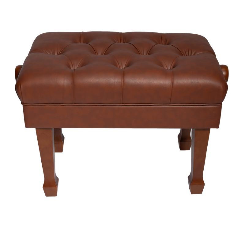 -Crown Deluxe Skirted & Tufted Hydraulic Height Adjustable Piano Bench (Mahogany)-Living Music
