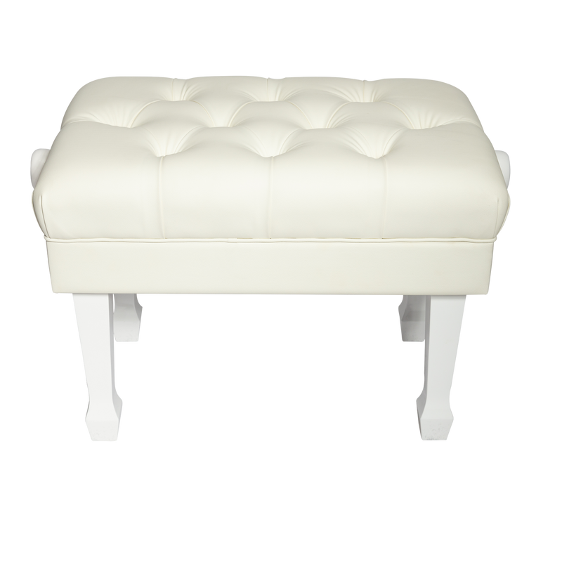 CPB-H401-WHT-Crown Deluxe Skirted & Tufted Hydraulic Height Adjustable Piano Bench (White)-Living Music