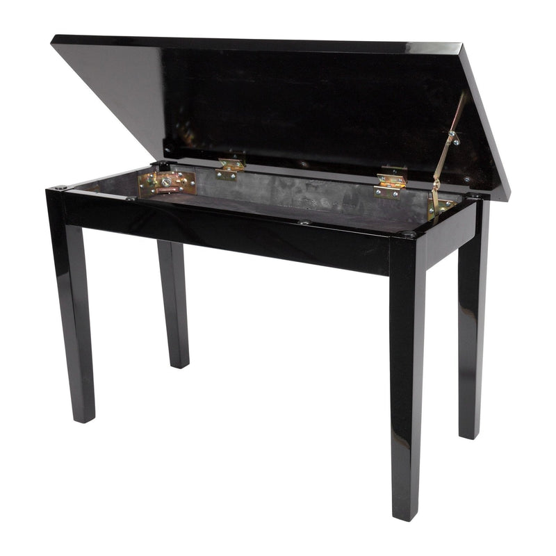 -Crown Deluxe Timber Trim Duet Piano Stool with Storage Compartment (Black)-Living Music