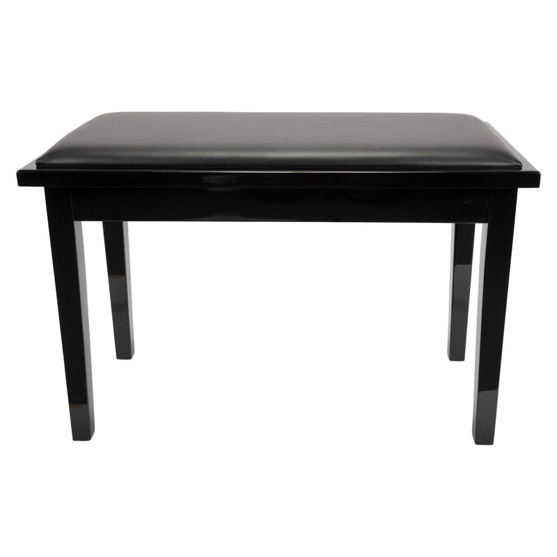 -Crown Deluxe Timber Trim Duet Piano Stool with Storage Compartment (Black)-Living Music