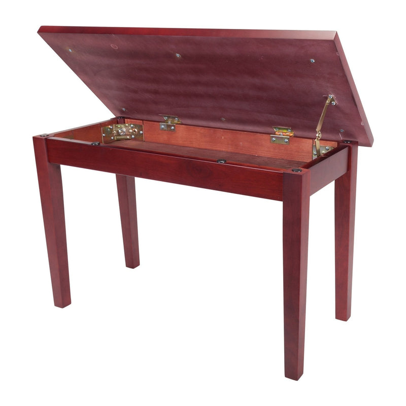 -Crown Deluxe Timber Trim Duet Piano Stool with Storage Compartment (Mahogany)-Living Music