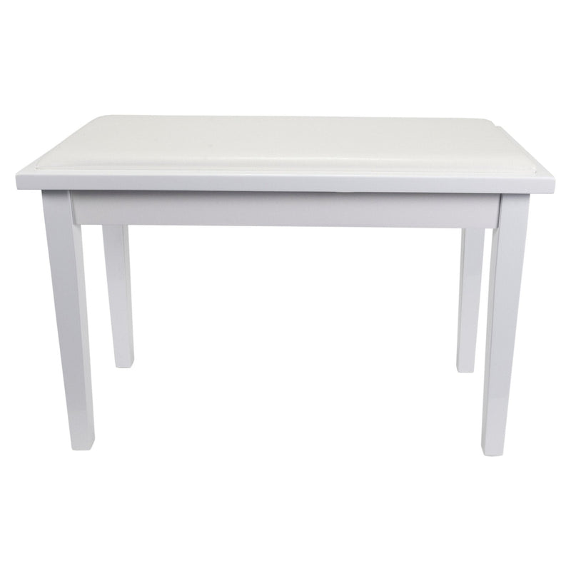 -Crown Deluxe Timber Trim Duet Piano Stool with Storage Compartment (White)-Living Music
