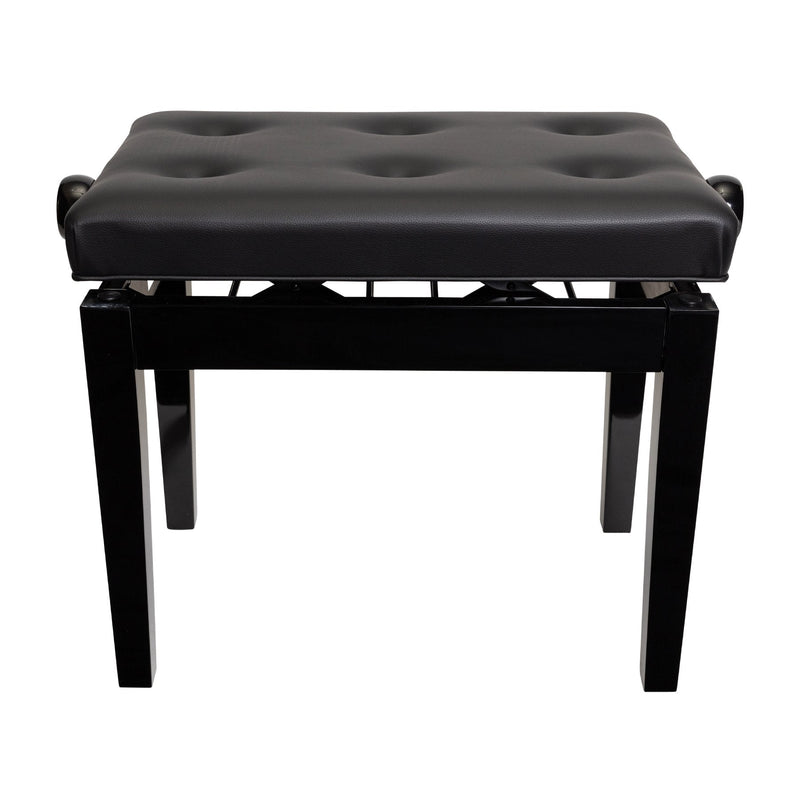 -Crown Deluxe Tufted Height Adjustable Piano Stool (Black)-Living Music
