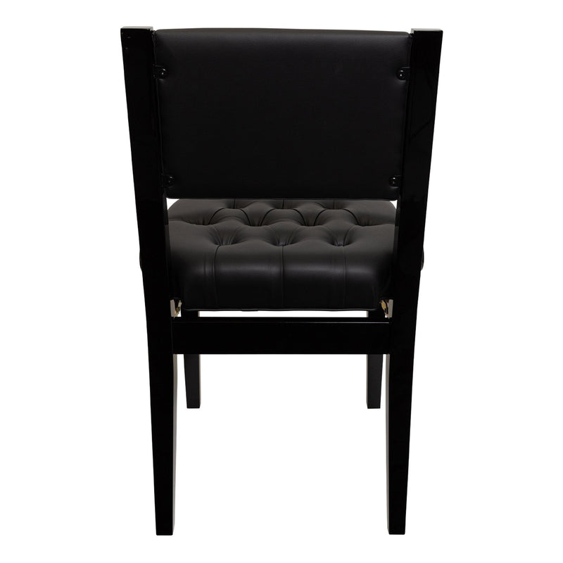 -Crown Deluxe Tufted Height Adjustable Piano Stool with Back Support (Black)-Living Music