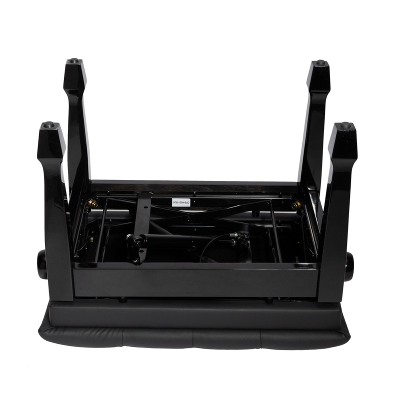 -Crown Deluxe Tufted Hydraulic Height Adjustable Piano Bench (Black)-Living Music