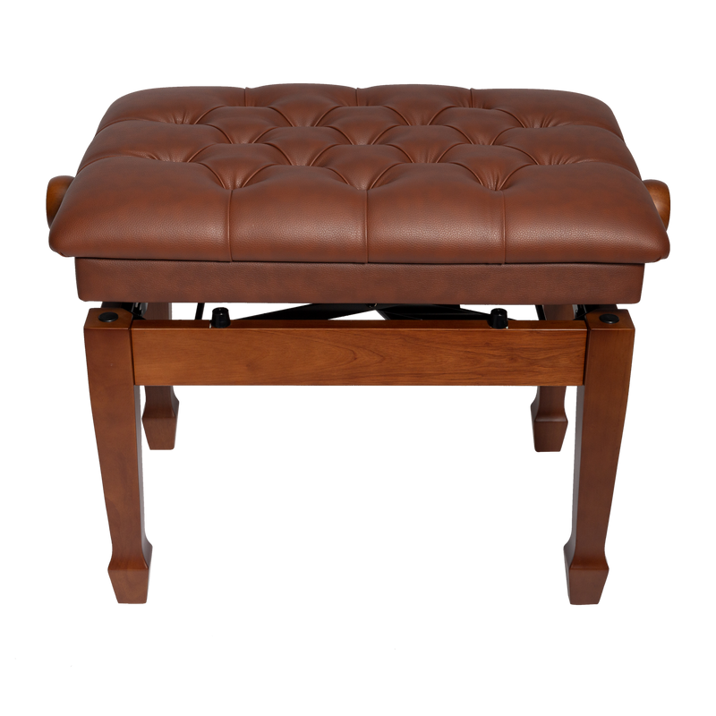 CPB-H301-WAL-Crown Deluxe Tufted Hydraulic Height Adjustable Piano Bench (Walnut)-Living Music