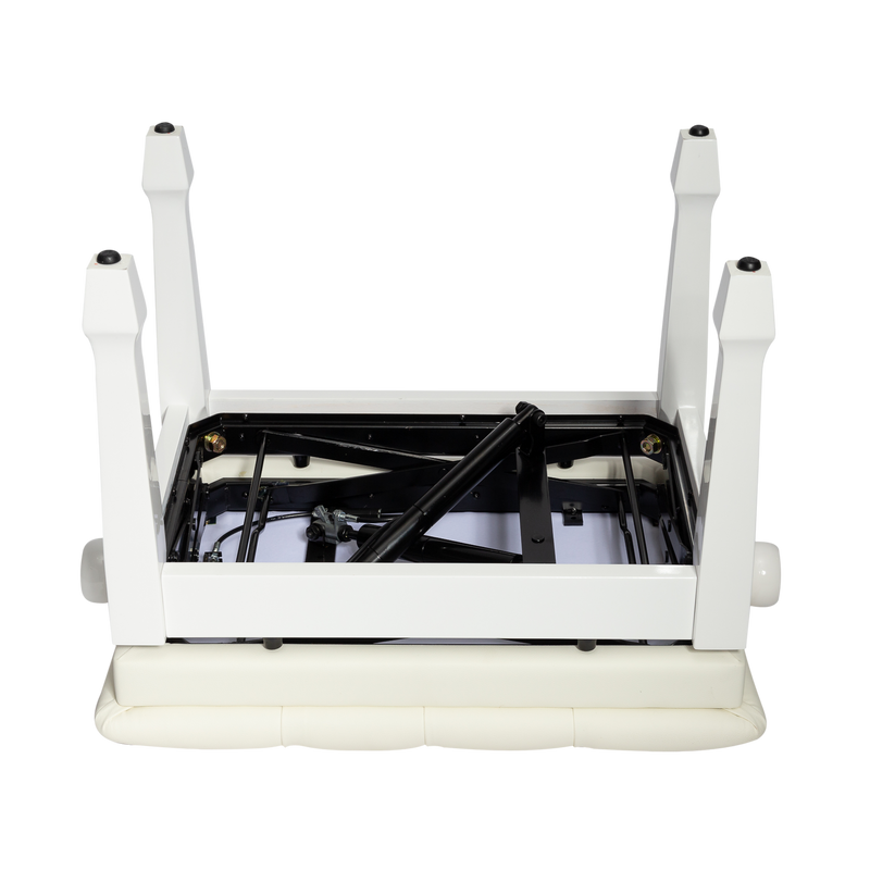 -Crown Deluxe Tufted Hydraulic Height Adjustable Piano Bench (White)-Living Music