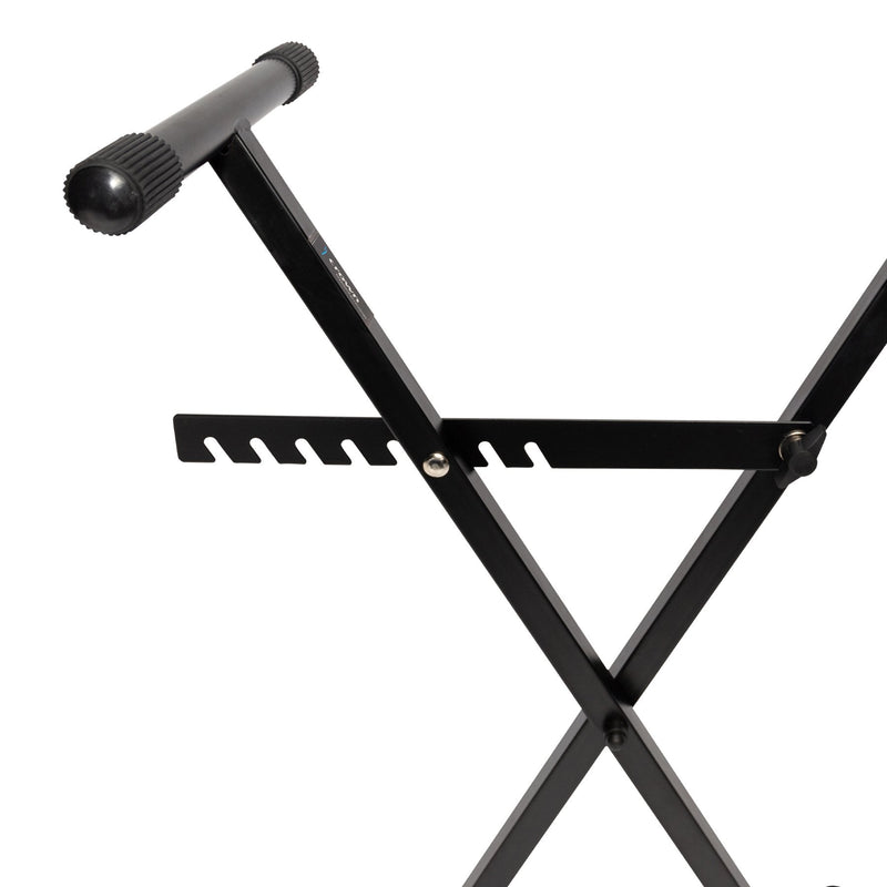 KS-007-BLK-Crown Heavy Duty X-Style Bar-Latch Height Adjustable Keyboard Stand (Black)-Living Music