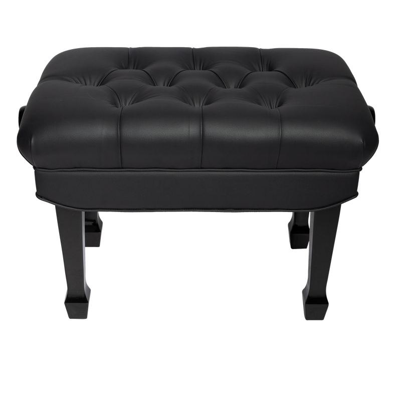-Crown Premium Skirted & Tufted Hydraulic Height Adjustable Piano Bench (Black)-Living Music