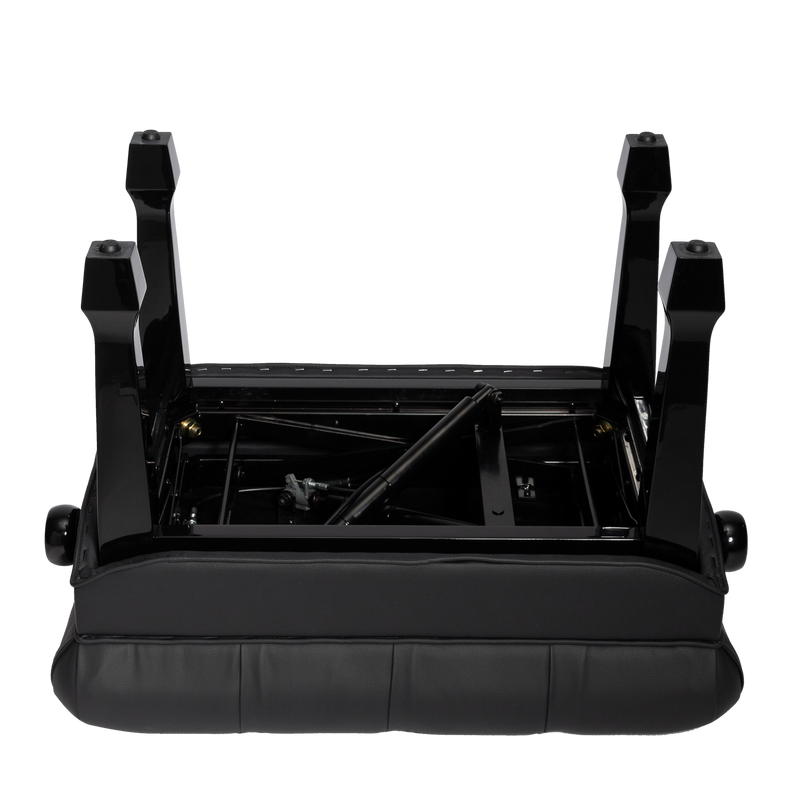 -Crown Premium Skirted & Tufted Hydraulic Height Adjustable Piano Bench (Black)-Living Music