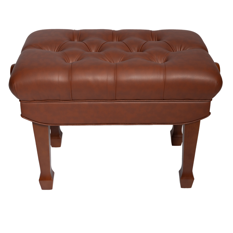 -Crown Premium Skirted & Tufted Hydraulic Height Adjustable Piano Bench (Walnut)-Living Music