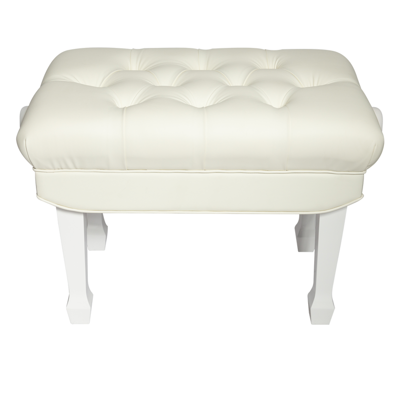 CPB-H501-WHT-Crown Premium Skirted & Tufted Hydraulic Height Adjustable Piano Bench (White)-Living Music