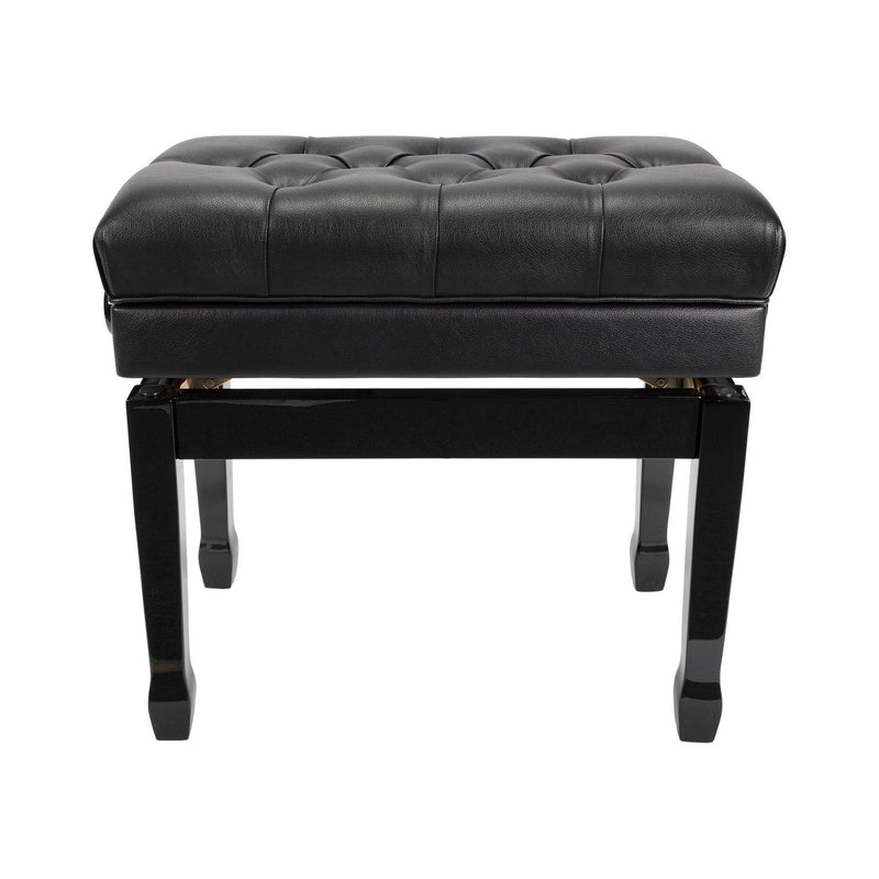 CPS-7AS-BLK-Crown Premium Tufted Double Padded Height Adjustable Piano Stool with Storage Compartment (Black)-Living Music