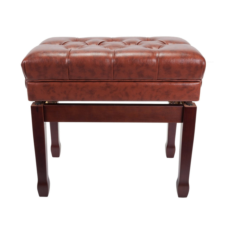 CPS-7AS-WAL-Crown Premium Tufted Double Padded Height Adjustable Piano Stool with Storage Compartment (Walnut)-Living Music