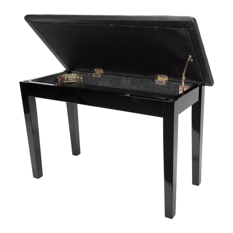 -Crown Standard Duet Piano Stool with Storage Compartment (Black)-Living Music
