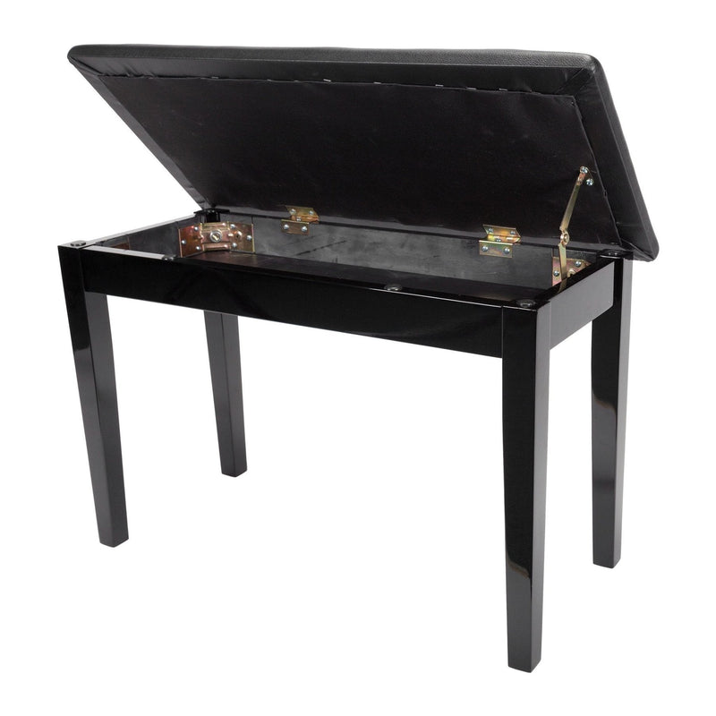 -Crown Standard Tufted Duet Piano Stool with Storage Compartment (Black)-Living Music