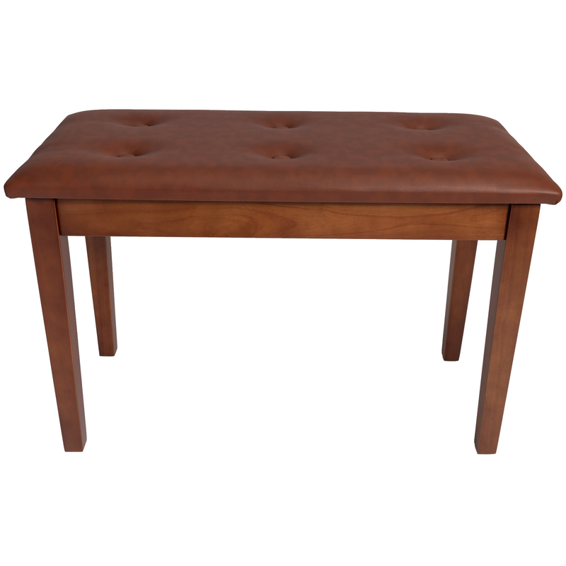 -Crown Standard Tufted Duet Piano Stool with Storage Compartment (Walnut)-Living Music