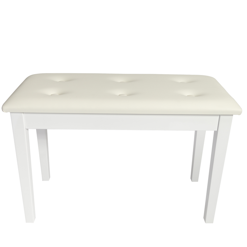 CPS-1B-WHT-Crown Standard Tufted Duet Piano Stool with Storage Compartment (White)-Living Music
